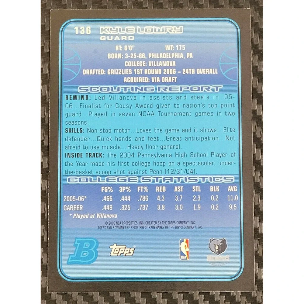 2006-07 BOWMAN KYLE LOWRY ROOKIE CARD‎